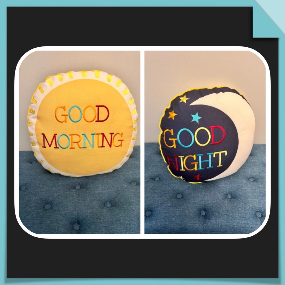 Good Morning/Good Night Reversible Circular Accent Pillow